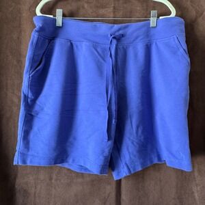 Danskin Now Womens XL Peri Pop Purple Drawstring Lounge Shorts Cotton Blend